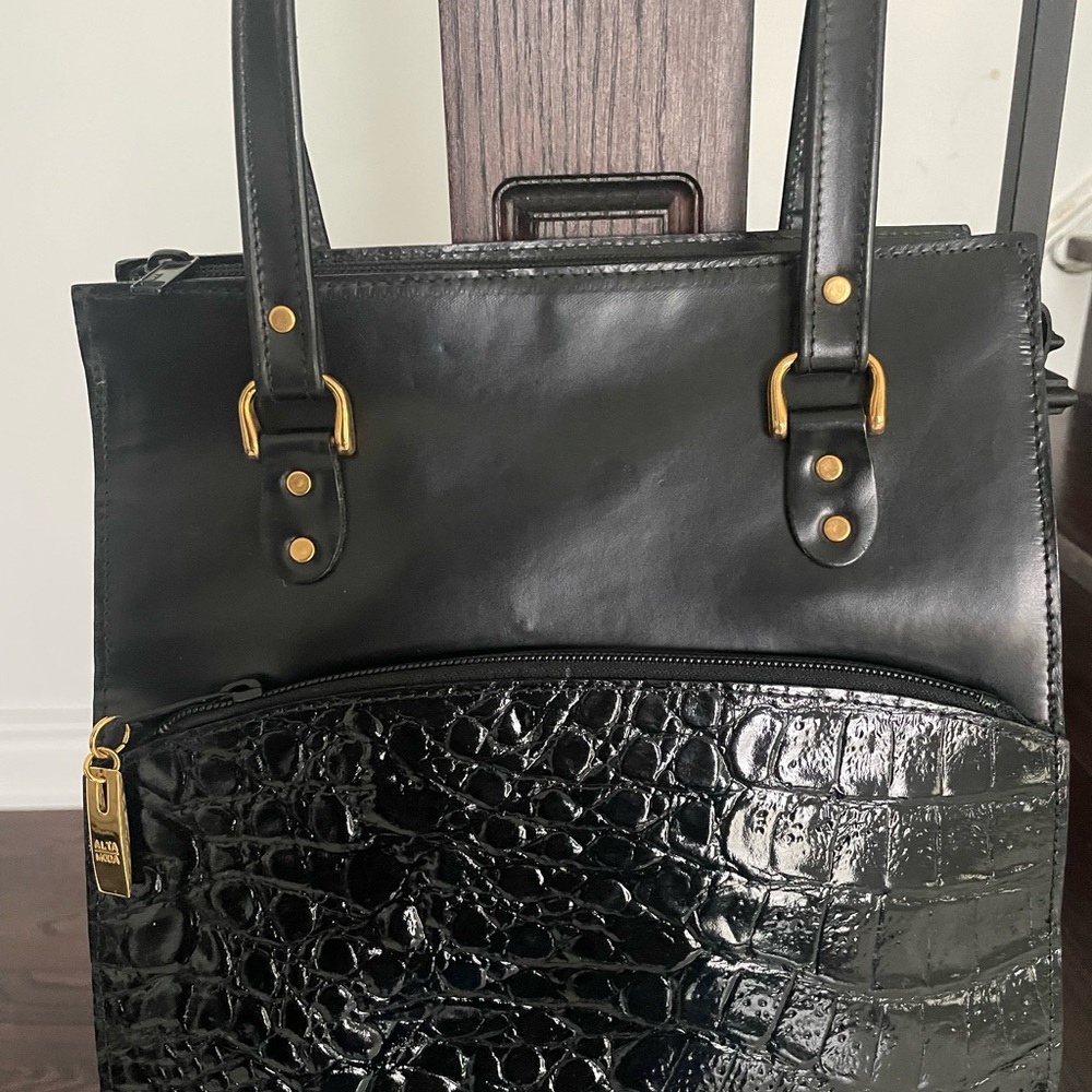 BLACK CROCODILE STYLE CUSTOM MADE LEATHER BAG